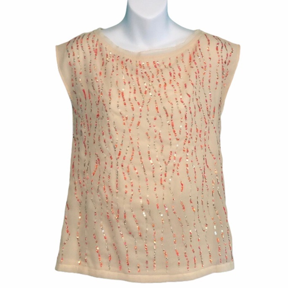 Jennifer Lopez Sequin Chiffon Overlay Top